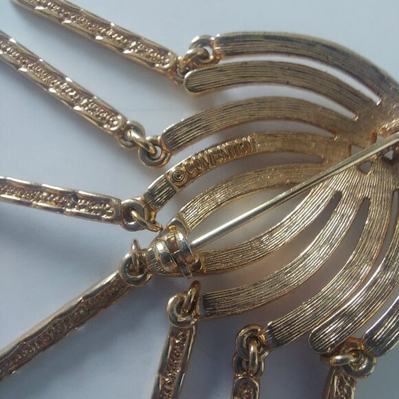 Sarah Coventry Brooch Vintage Mid Century Modern Gold Tone Articulated Sunburst - Picture 8 of 14